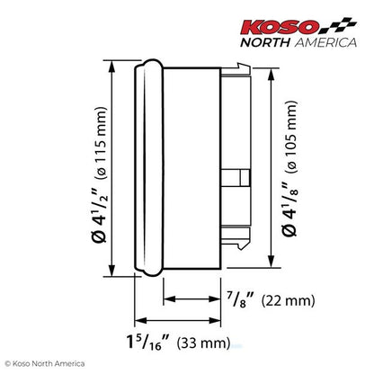 Koso Hd 05 4.5" Gauge Chrome Bezel, Pre Canbus