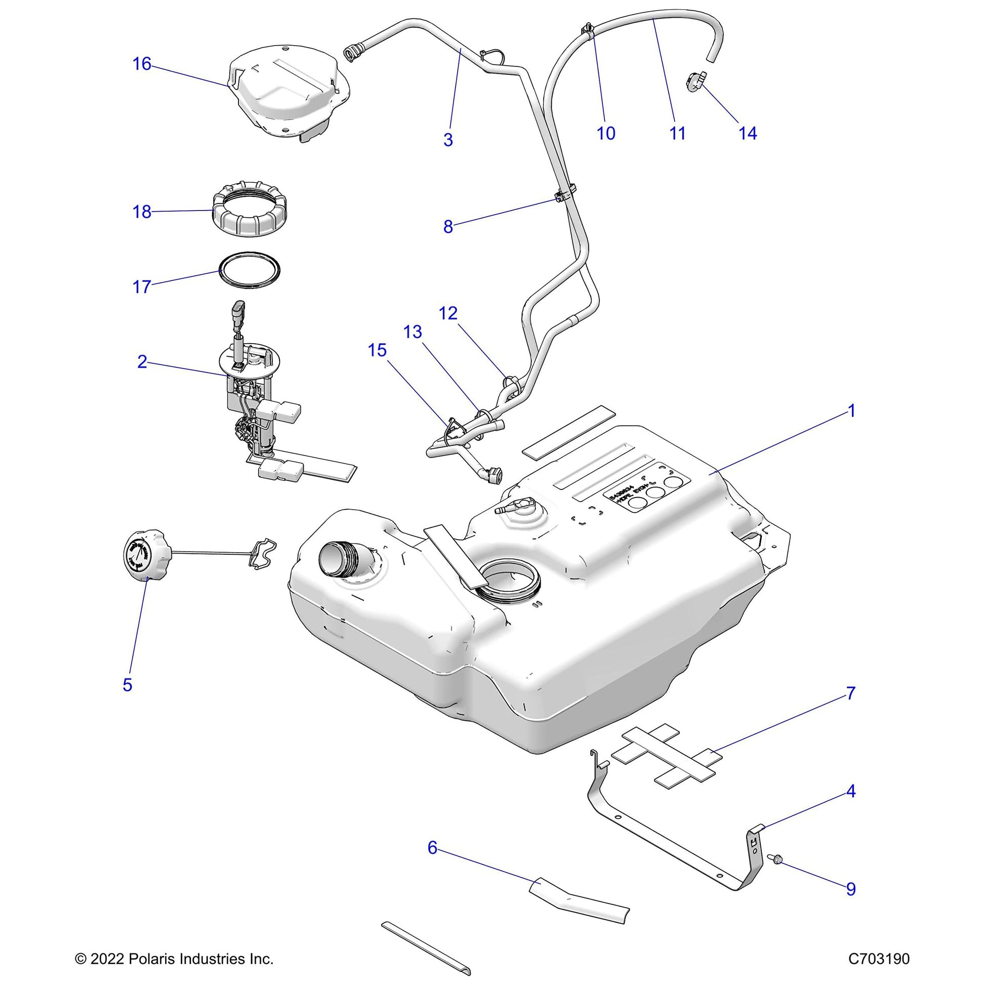 Polaris RZR Fuel Line Assembly, Genuine OEM Part 2521839, Qty 1