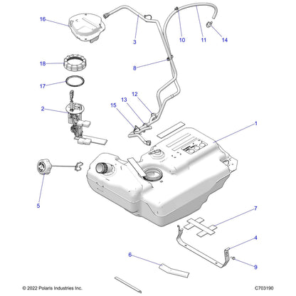Polaris RZR Fuel Line Assembly, Genuine OEM Part 2521839, Qty 1