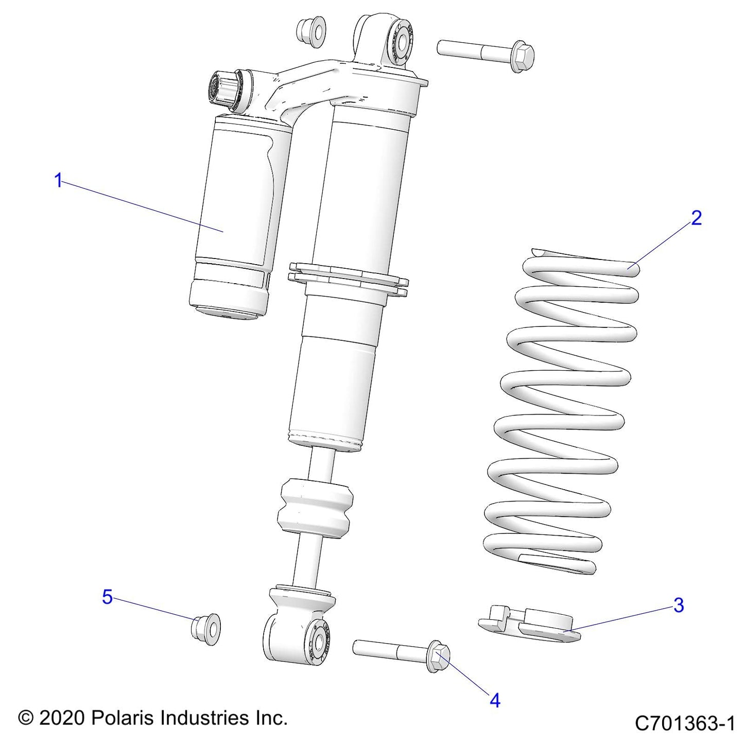 RZR 2 Piggyback Reservoir Shock, Front - 7044486