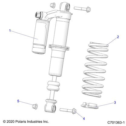 RZR 2 Piggyback Reservoir Shock, Front - 7044486