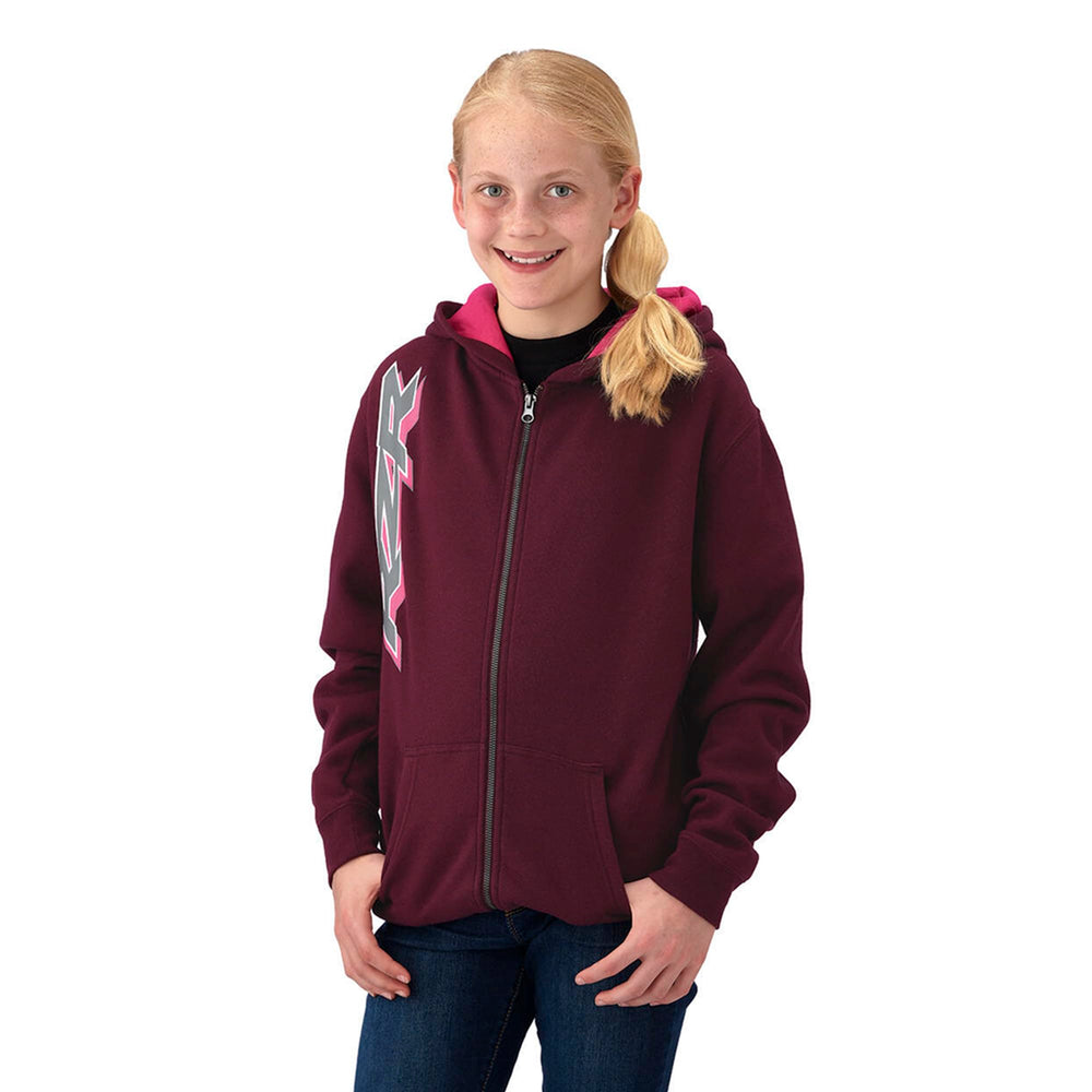 Polaris Off Road Youth Girl's Full-Zip Hoodie Sweatshirt, Berry - XL