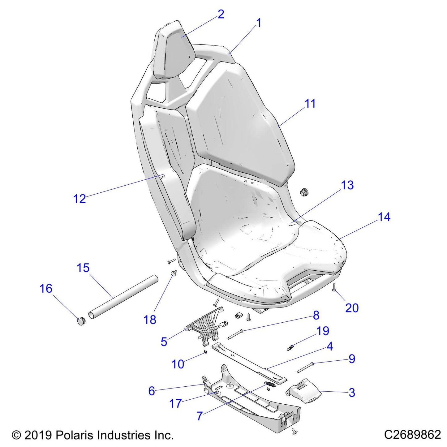 Polaris RZR ASM-HEADREST,BLK [FROM 11/16/2020], Genuine OEM Part 2691819, Qty 1