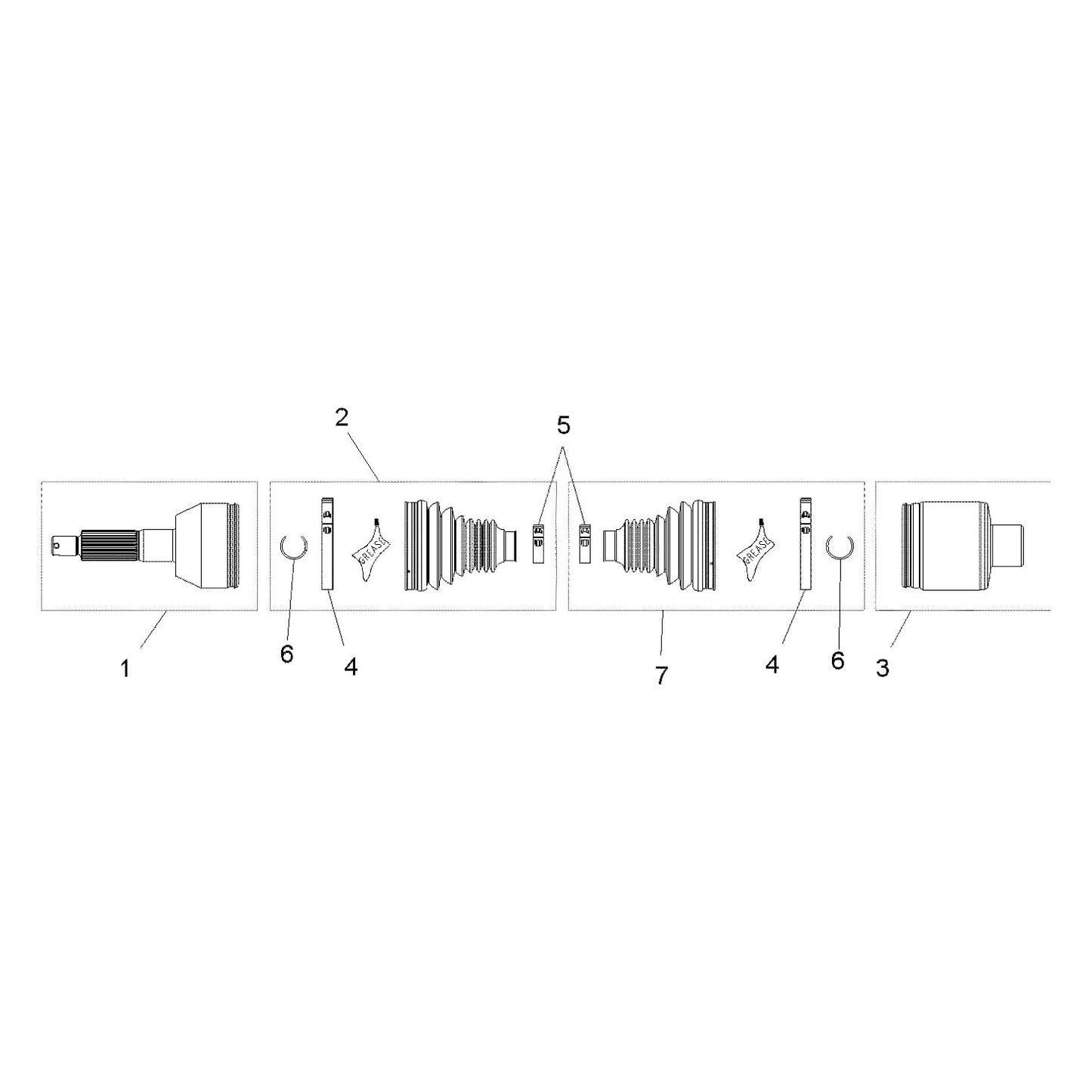 Polaris Ranger Drive Shaft Assembly, Mid, Genuine OEM Part 1332952, Qty 1