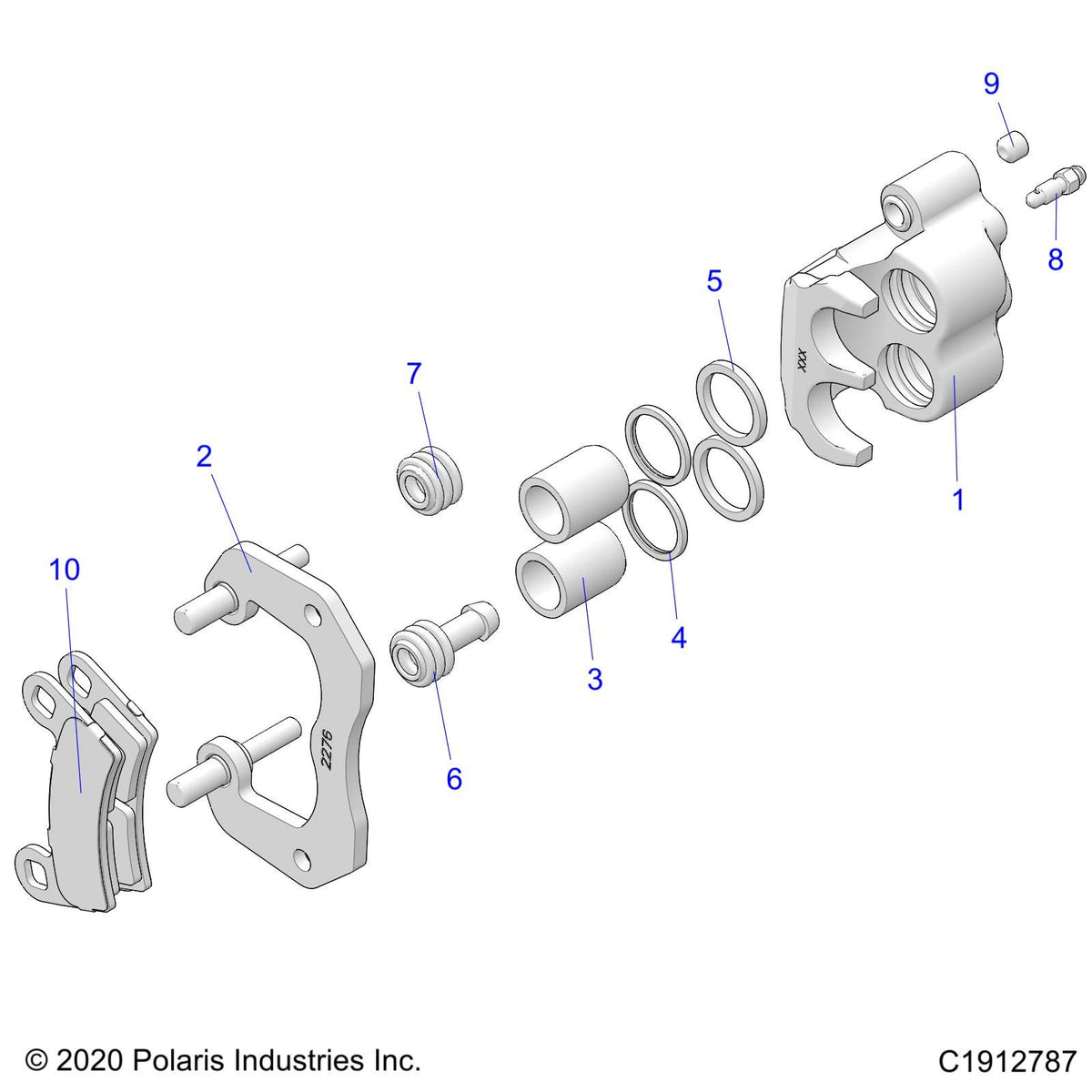 Polaris Ranger Disc Brake Caliper Assembly, Right, 1.0, Genuine OEM Part 1912787, Qty 1
