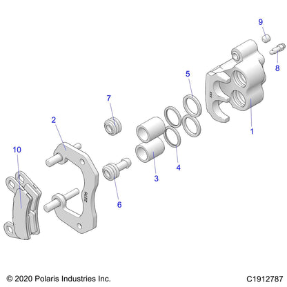 Polaris Ranger Disc Brake Caliper Assembly, Right, 1.0, Genuine OEM Part 1912787, Qty 1