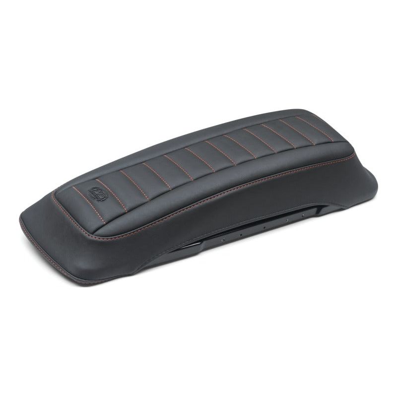 Mustang 97-13 HD FL Touring Saddlebag Tour-Pak Lid Covers (Pair) Deluxe - Black w/ Red Stitching