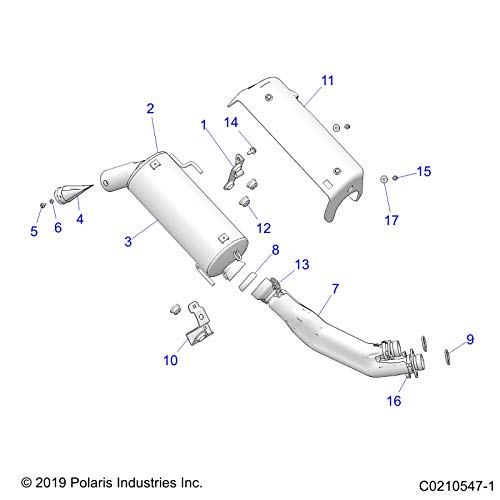 Polaris ATV Support Exhaust Bracket, Lower, Medium Gloss Black, Genuine OEM Part 5262915-067, Qty 1