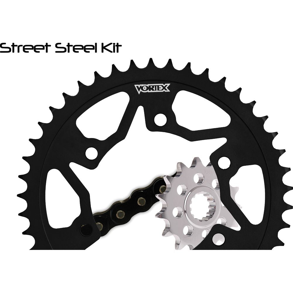 Sprocket/Chain Kit Stl/Stl 17/42t Sil Rx3 530 118l Blk