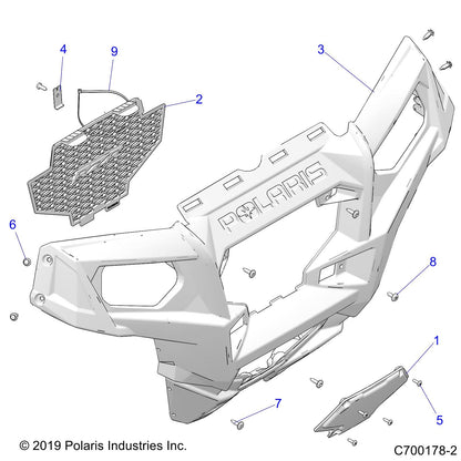 Polaris RZR Bumper, Front, Gloss Black, Genuine OEM Part 5439173-070, Qty 1