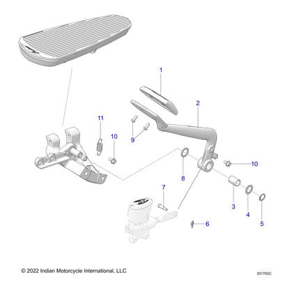 Indian Motorcycle Brake Pedal Assembly, POL, Genuine OEM Part 1023250-410, Qty 1