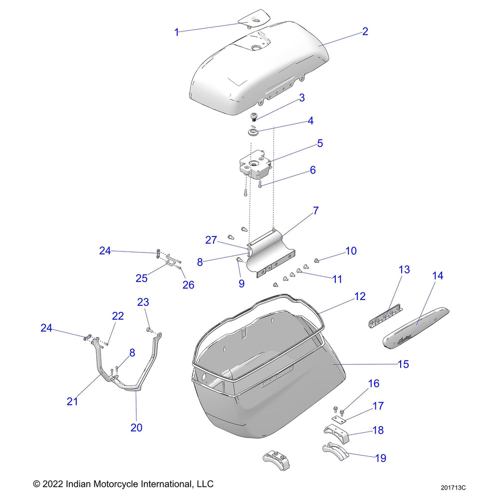 
                      
                        Indian Motorcycle BRKT-MNT,SDLBAG,ECOAT, Genuine OEM Part 5511003-329, Qty 1
                      
                    