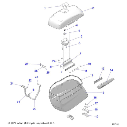 Indian Motorcycle BRKT-MNT,SDLBAG,ECOAT, Genuine OEM Part 5511003-329, Qty 1