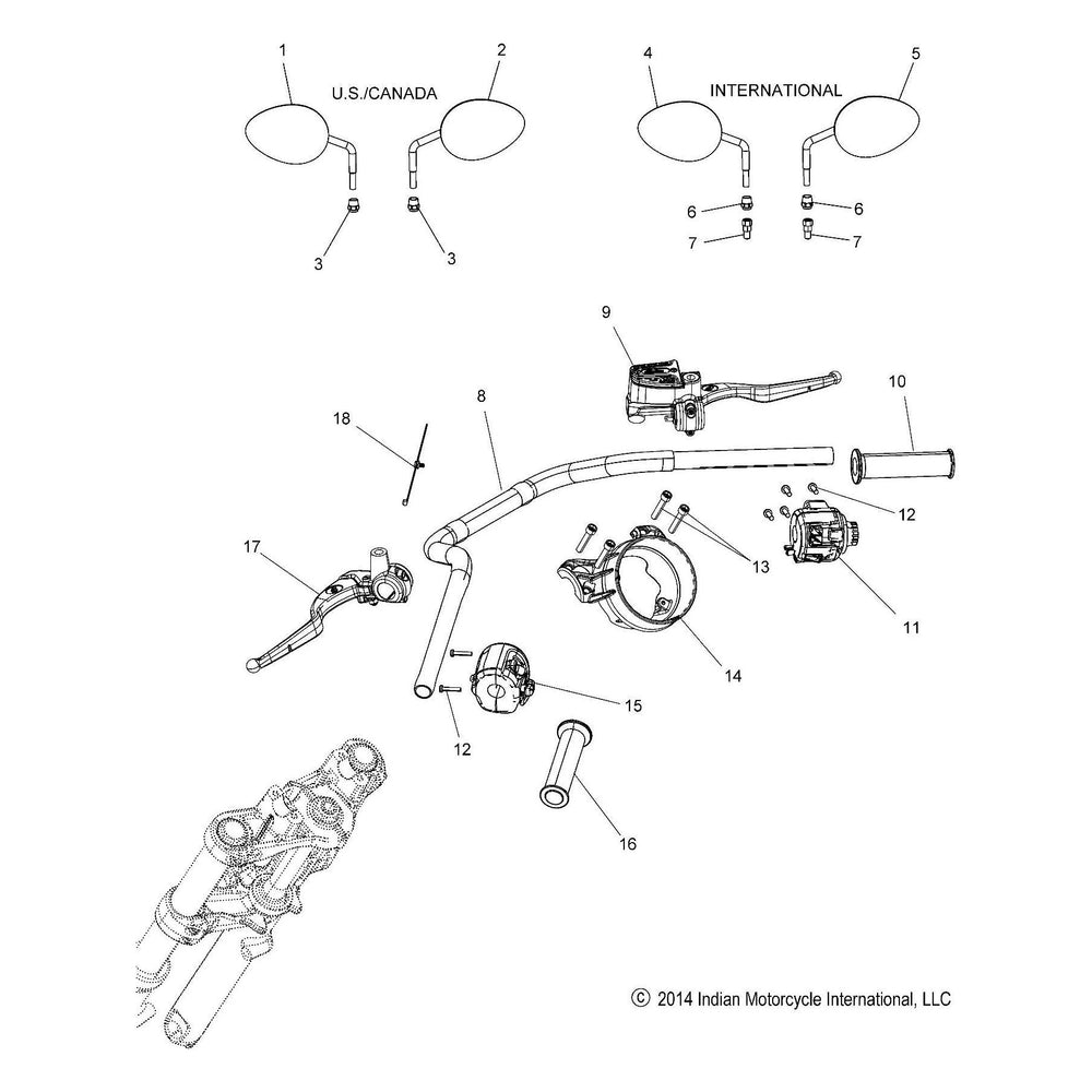 
                      
                        Indian Motorcycle Handlebars Assembly, SWG, N, Cruiser Black, Genuine OEM Part 1021739-266, Qty 1
                      
                    