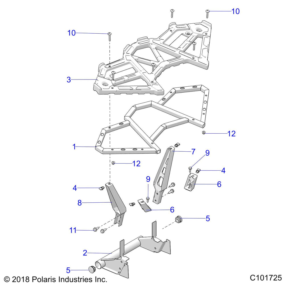 Polaris ATV Support Rack Bracket, Rear, Right, Genuine OEM Part 5632710, Qty 1