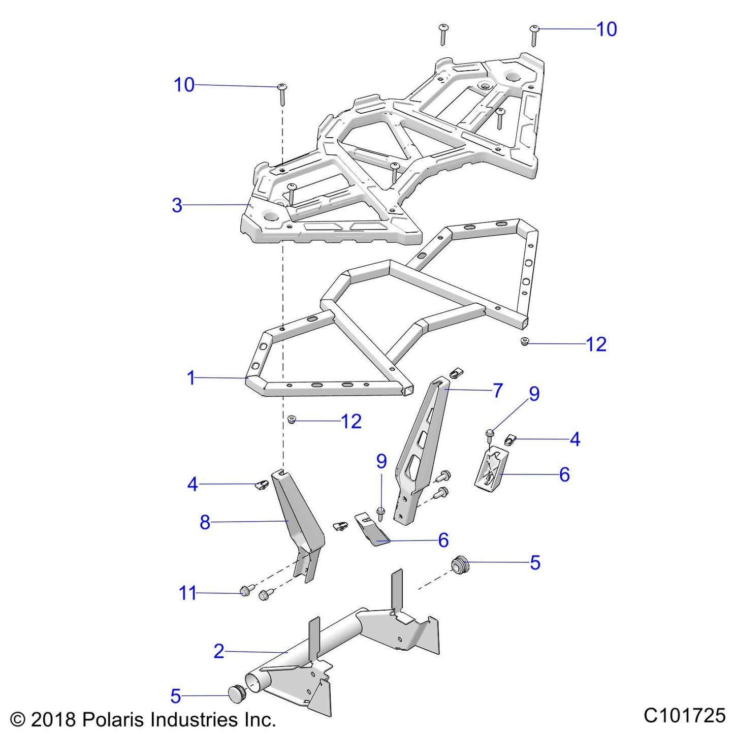 Polaris ATV Support Rack Bracket, Rear, Right, Genuine OEM Part 5632710, Qty 1