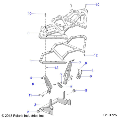 Polaris ATV Support Rack Bracket, Rear, Right, Genuine OEM Part 5632710, Qty 1