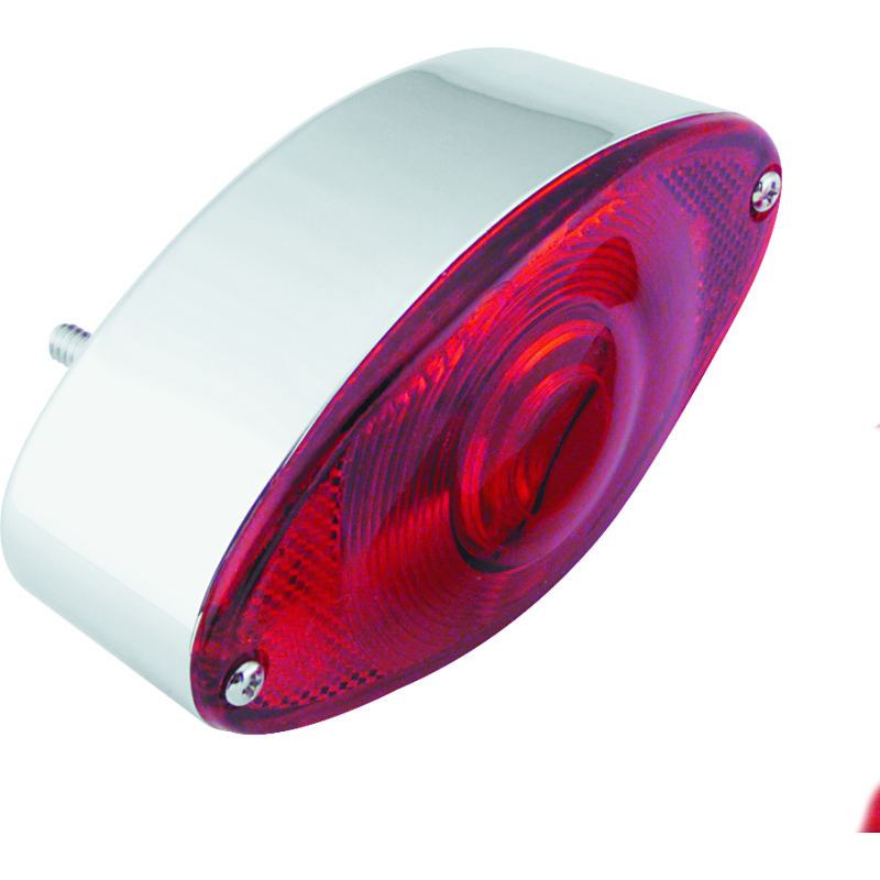 Bikers Choice Chrome Cat Eye Tail Lamp Assembly Red Lens Universal Custom