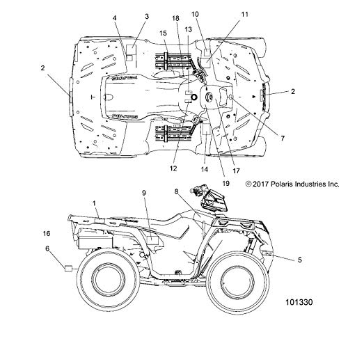 Polaris ATV Front Cab Decal, Side, Right, Genuine OEM Part 7188466, Qty 1