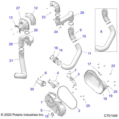 Polaris RZR Clutch Hose, Air Outlet, HC, Genuine OEM Part 5415126, Qty 1