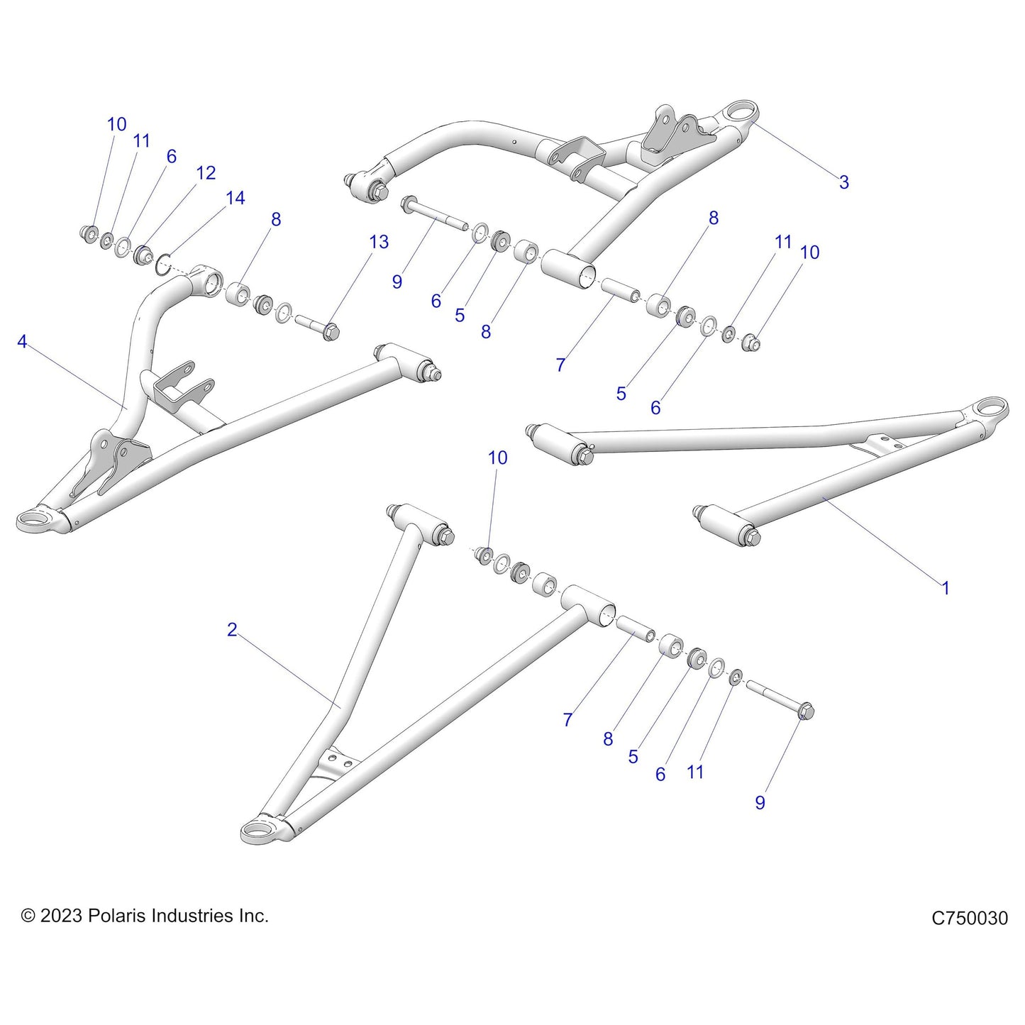 Polaris RZR Front Right, Lower Control Arm. 60 in., Matte Black, Genuine OEM Part 1021417-458, Qty 1