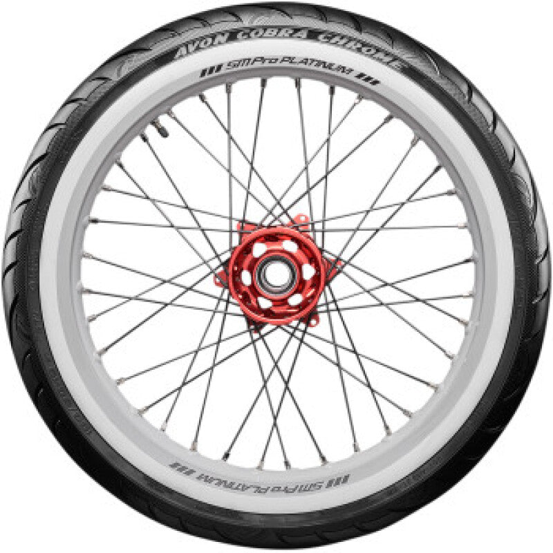 Avon Cobra Chrome AV91 White Sidewall Front Tire - 120/70-21 68V 1DK ++(AVAILABLE SEPTEMBER 2026)++