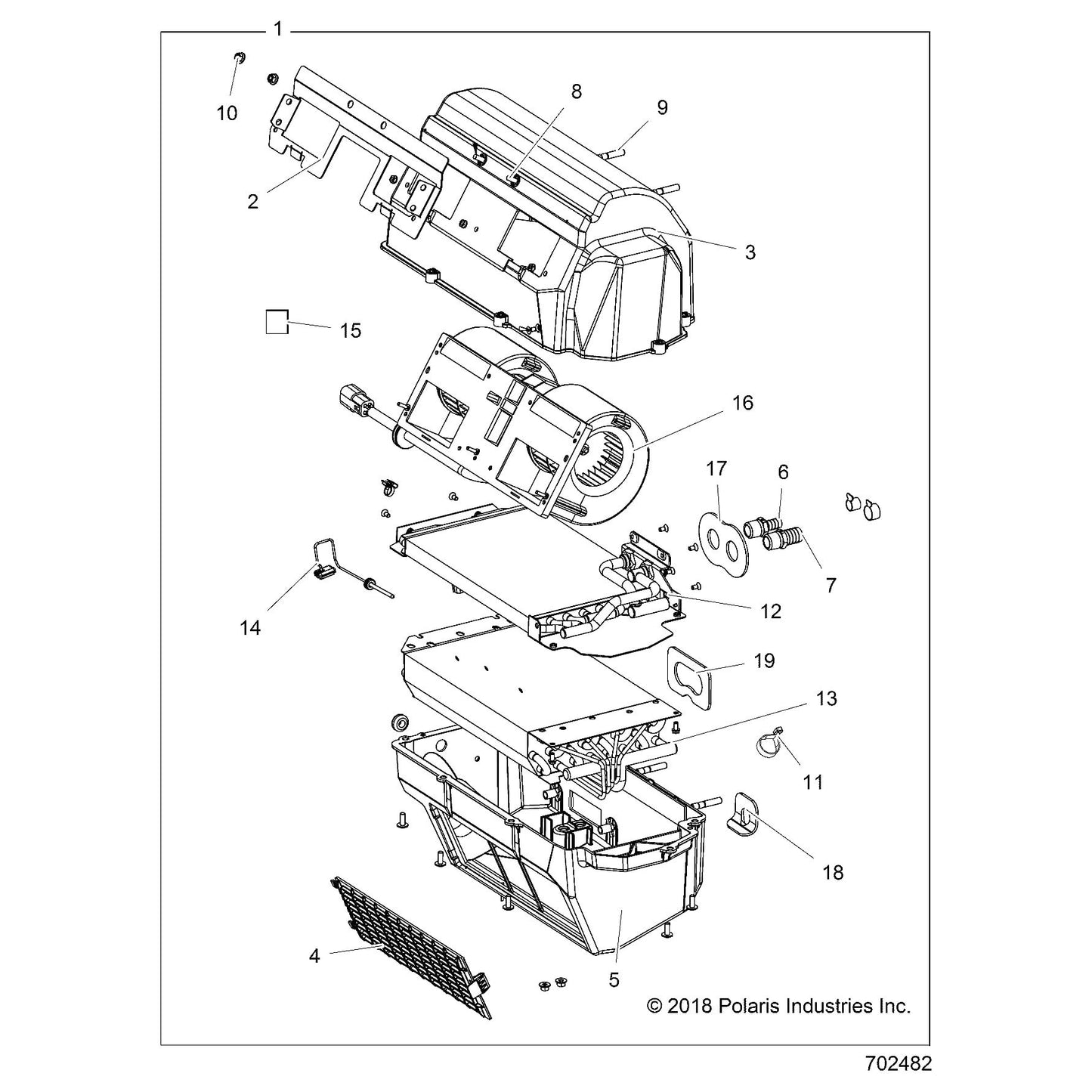 Polaris Ranger Main HVAC Assembly, Genuine OEM Part 2636583, Qty 1