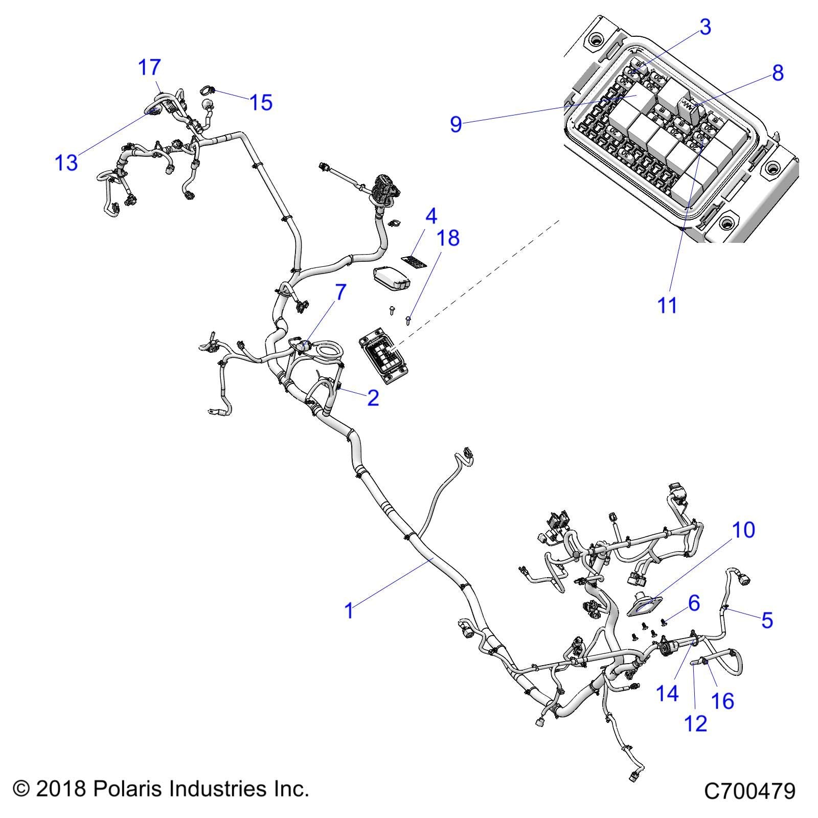 Polaris Ranger Chassis Harness, HVAC, Crew, Genuine OEM Part 2415016, Qty 1