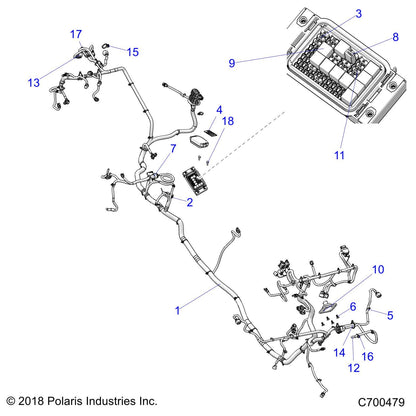 Polaris Ranger Chassis Harness, HVAC, Crew, Genuine OEM Part 2415016, Qty 1