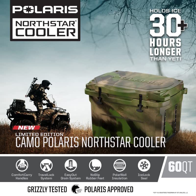 
                      
                        Polaris NorthStar 60 Quart Cooler, Limited Edition Camo, Durable, Lockable, Keeps Ice Cold Longer, Easy to Carry, Tie-Down Cooler for Off-Road, Camping, Hunting, Fishing, Picnics, Beverages - 2890593
                      
                    