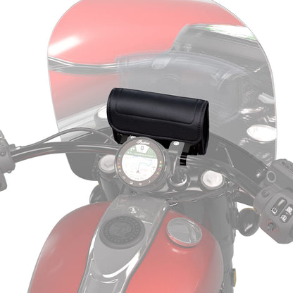 Indian Motorcycle Handlebar Bag for Front Fork, Fits Chief, Super Chief, Chief Bobber, Water Resistant Vinyl, Black, Attaches to Handlebars, for Gloves, Sunglasses, Cell Phone - 2889808-VBA