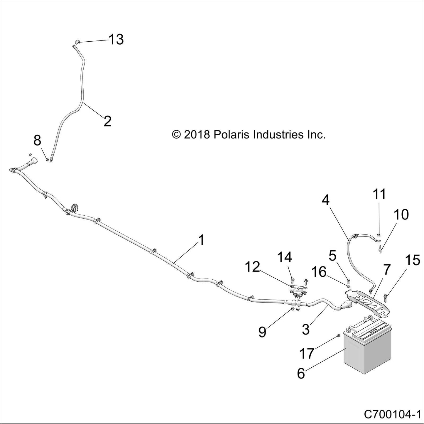 Polaris RZR Battery to Ground Cable, Genuine OEM Part 4017963, Qty 1