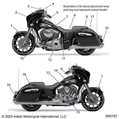 Indian Motorcycle Gas Tank Decals, LH Headdress Badge, Fits Specific Chieftain, Chieftain Limited Models and More, OEM Motorcycle Parts, Tan, Qty 1-7187066-01