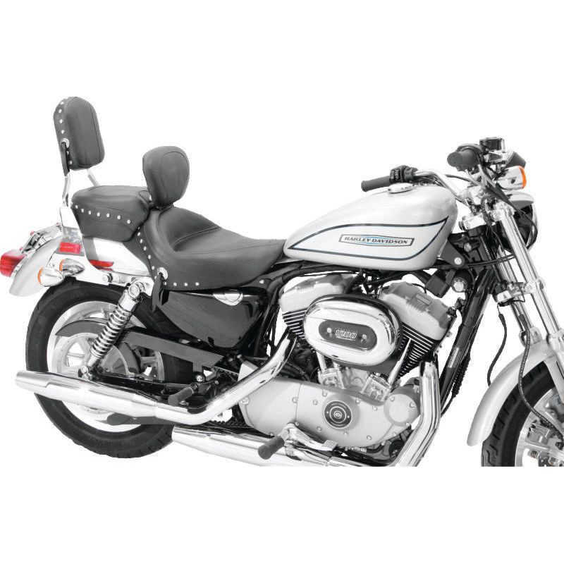 Mustang 04-21 Harley Sportster 3.3 Wide Stud Touring Solo Seat w/Driver Backrest - Black