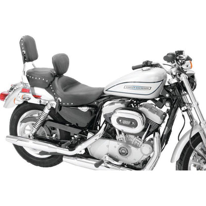 Mustang 04-21 Harley Sportster 3.3 Wide Stud Touring Solo Seat w/Driver Backrest - Black
