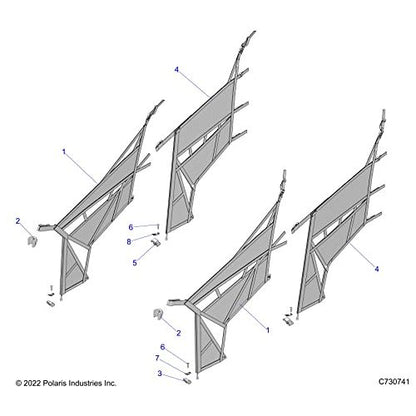 Polaris Ranger Side Net Mount, Lower, Genuine OEM Part 5438777, Qty 1