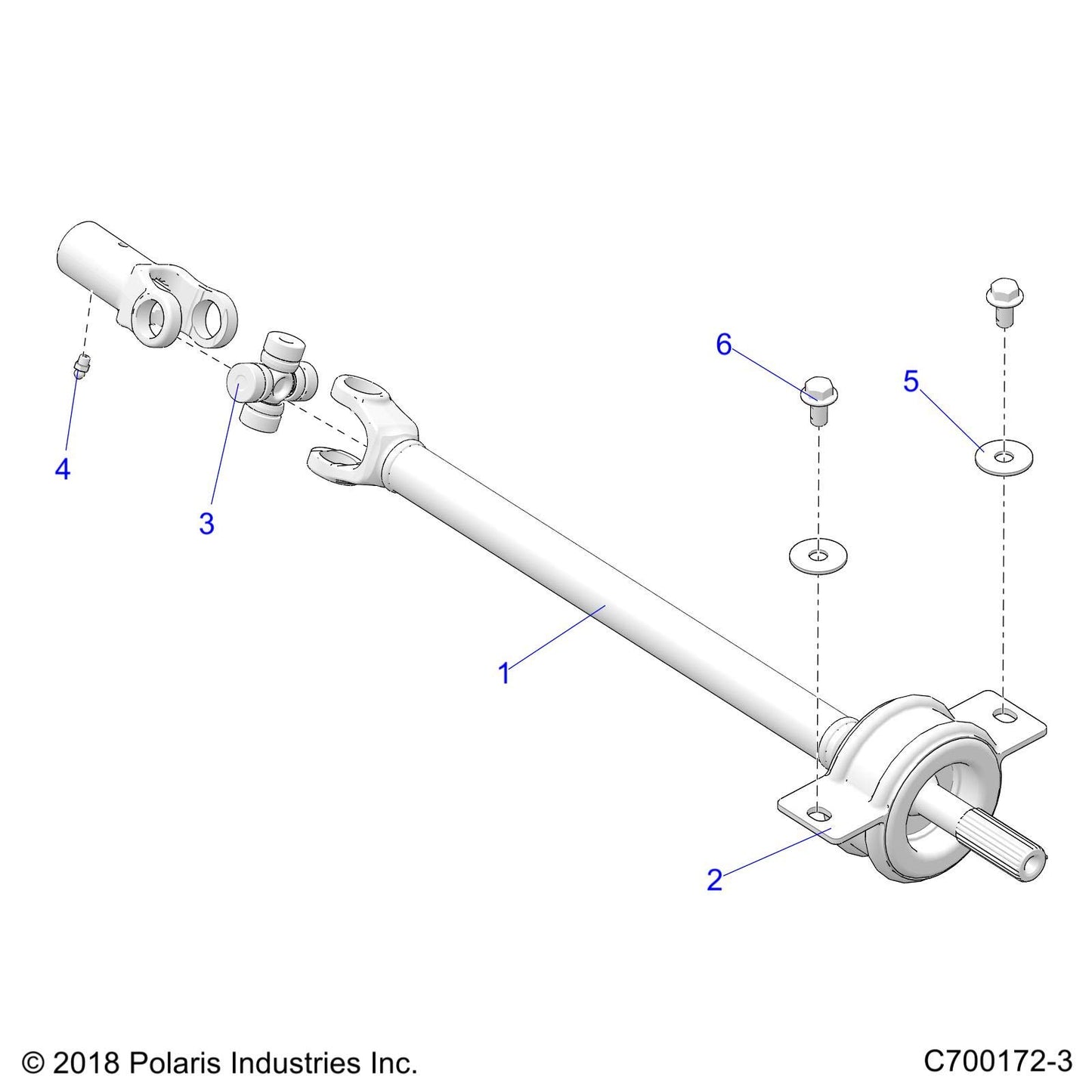 Polaris Ranger Propshaft Assembly, Mid, Genuine OEM Part 1334312, Qty 1