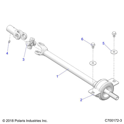 Polaris Ranger Propshaft Assembly, Mid, Genuine OEM Part 1334312, Qty 1