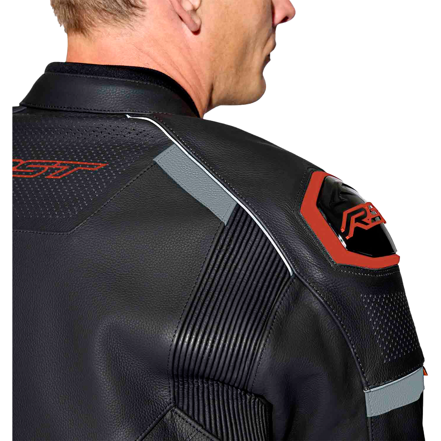 S1 D3o Leather Jacket Blk/Gry/Red Sm