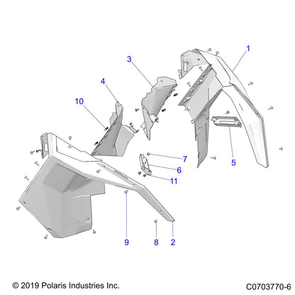 Polaris RZR BRKT-MNT,FRONT FLARE,RH, Genuine OEM Part 5267282, Qty 1