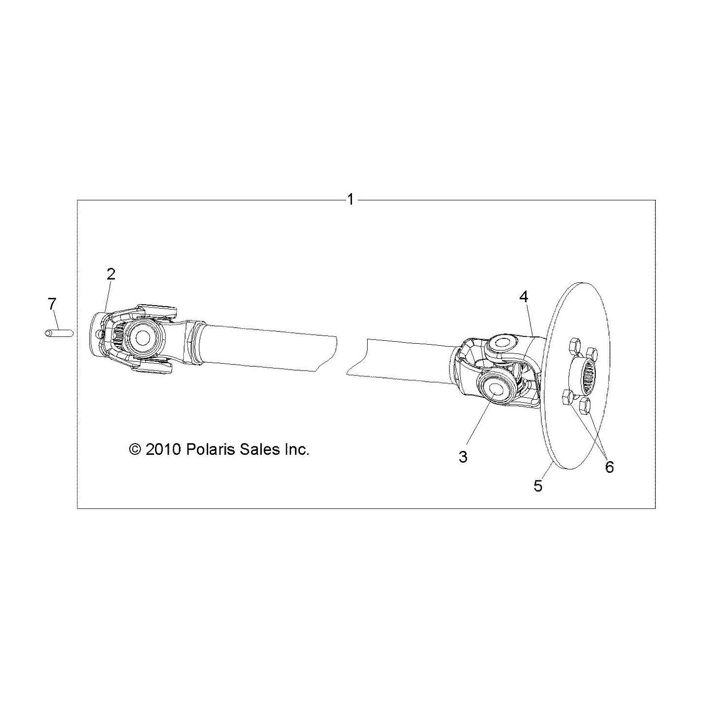 Polaris Ranger ASM-PROPSHAFT,FRONT,EV [FROM 7/20/2021] [INCL. 2-6], Genuine OEM Part 1334465, Qty 1