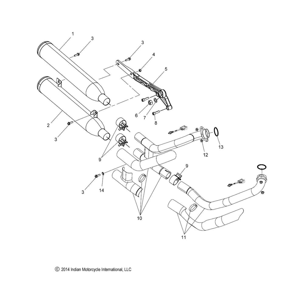 
                      
                        Indian Motorcycle Muffler Assembly, Upper, N, Chrome, Genuine OEM Part 1262630-156, Qty 1
                      
                    