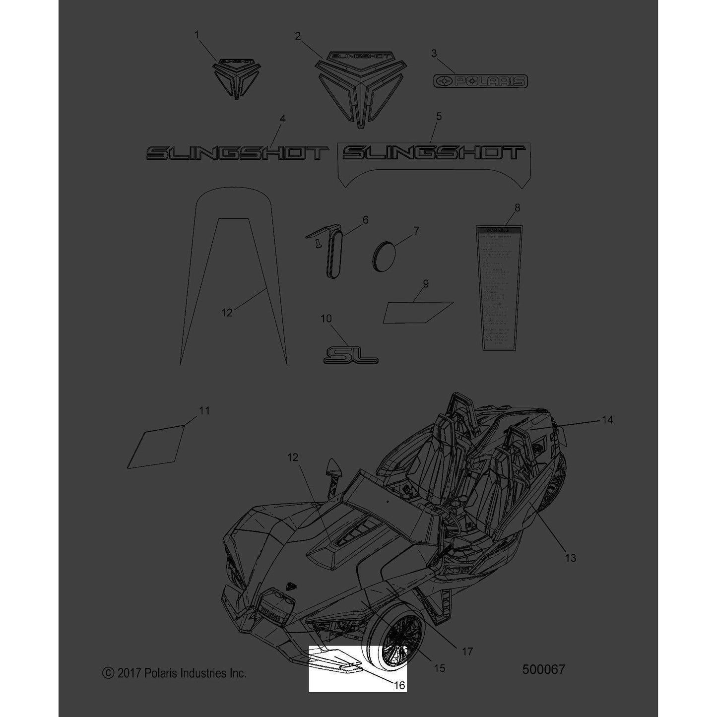 Polaris Slingshot Wing Decal, Front, Left, Orange Madness, Genuine OEM Part 7185193, Qty 1