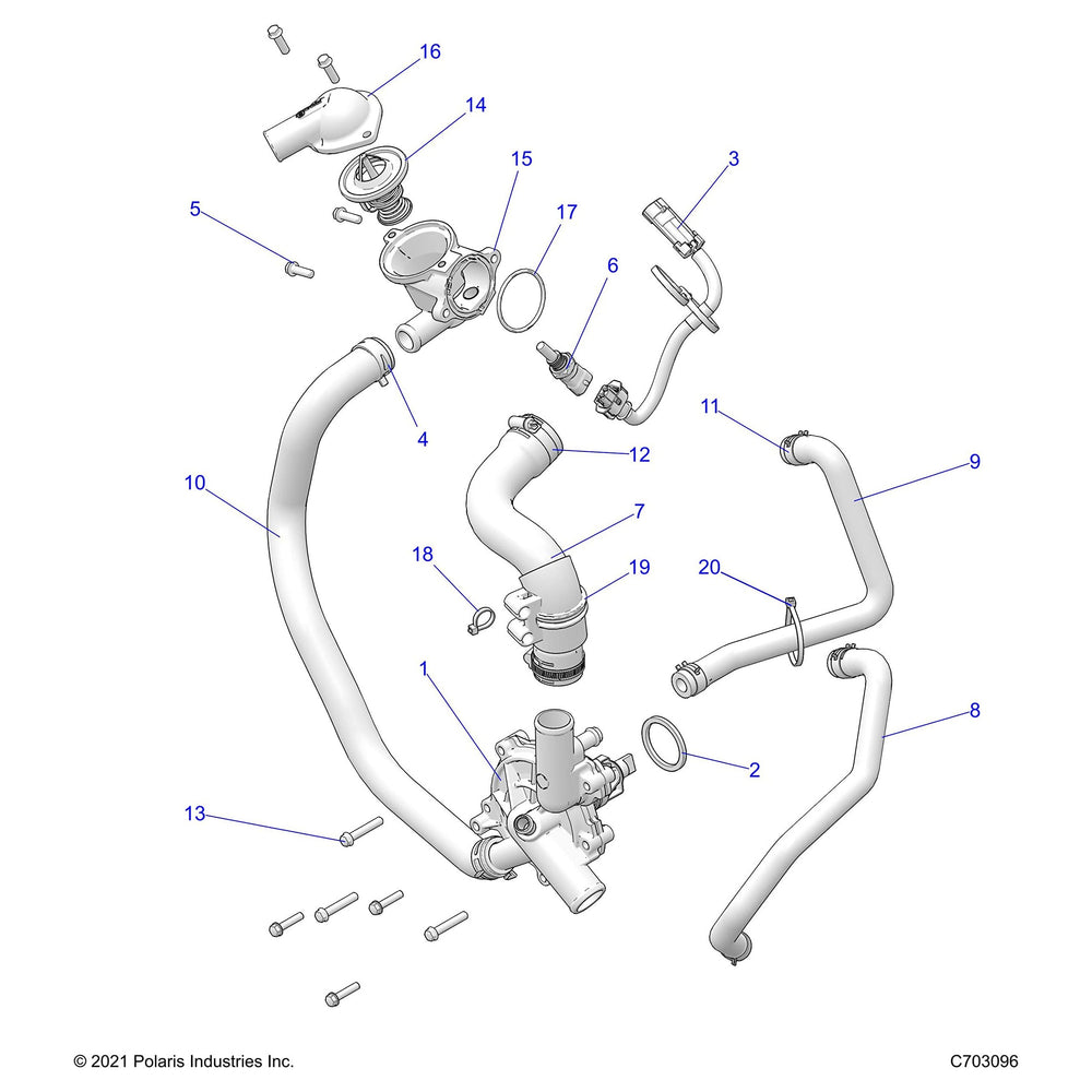 
                      
                        Polaris RZR Waterpump Assembly, Genuine OEM Part 1205014, Qty 1
                      
                    