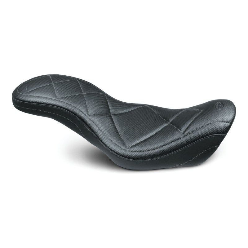 Mustang 14-17 Harley Fat Bob Super Tripper 1PC Seat Carbon - Black