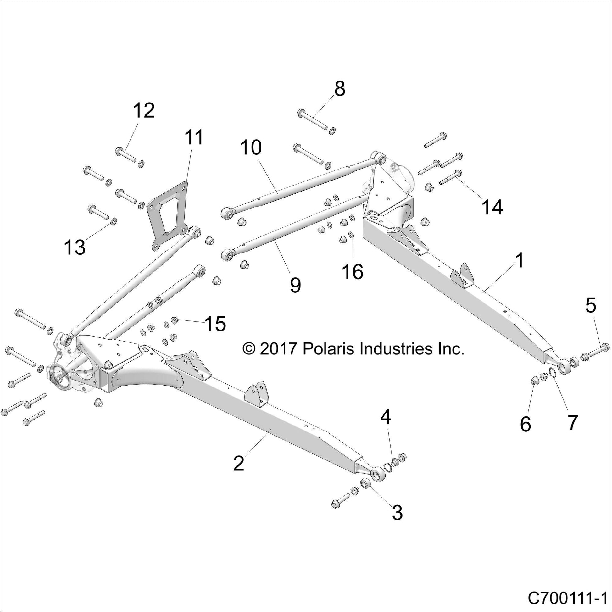 Polaris RZR Radius Rod Assembly, Lime Squeeze, Genuine OEM Part 1544030-630, Qty 1