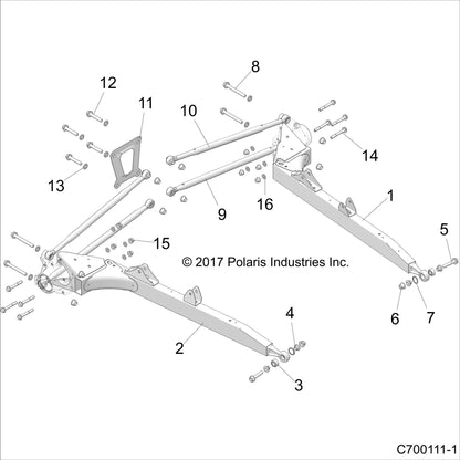 Polaris RZR Radius Rod Assembly, Lime Squeeze, Genuine OEM Part 1544030-630, Qty 1