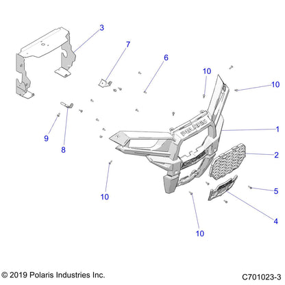 Polaris RZR Radiator Shroud, Front, Gloss Black, Genuine OEM Part 5439871-070, Qty 1