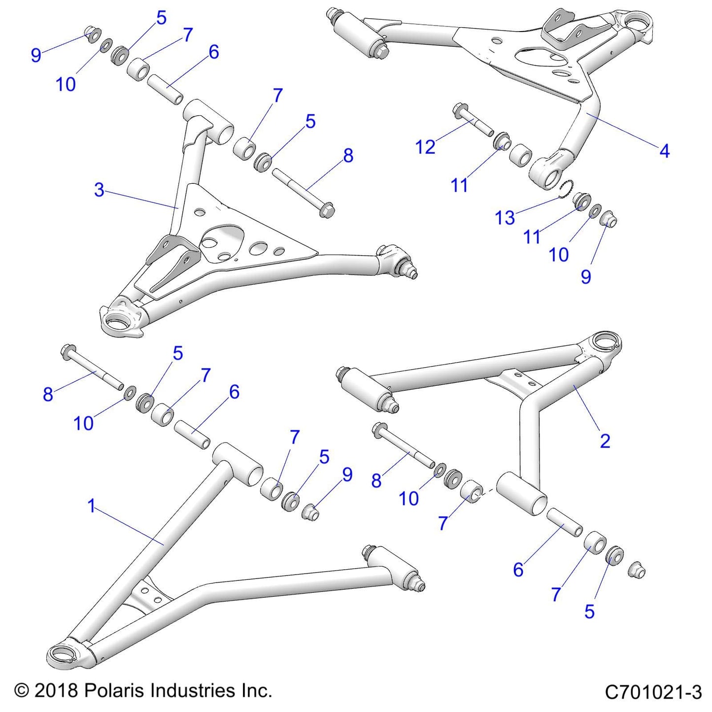 Polaris RZR Control Arm Weld, Front, Lower, Left, Genuine OEM Part 1021404-458, Qty 1