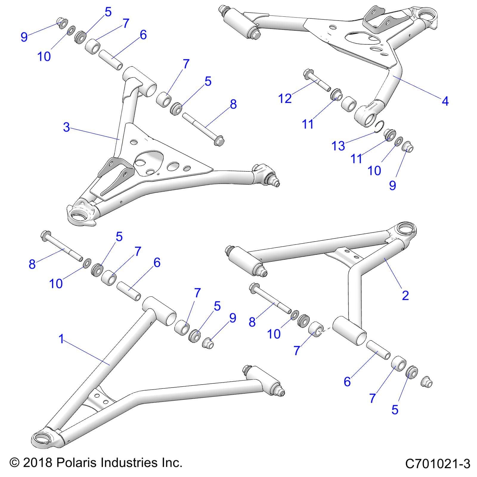 Polaris RZR Control Arm Weld, Front, Lower, Left, Genuine OEM Part 1021404-458, Qty 1